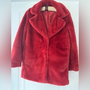 Divided by H&M red furry coat size S